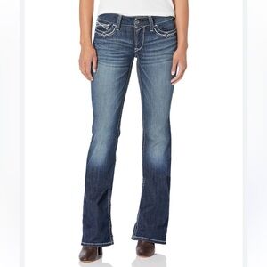 Ariat REAL mid rise whipstitch bootcut jeans, size 30 short